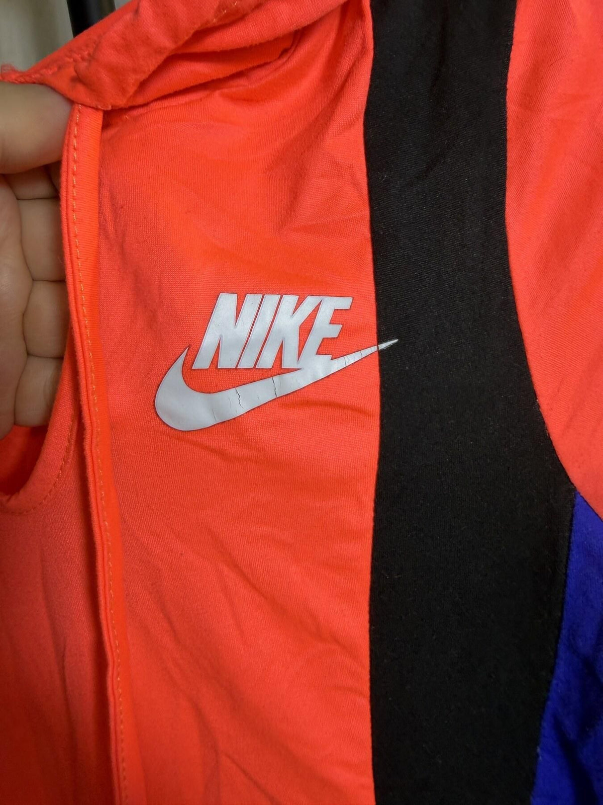 NikeFIT Women's Short Sleeve Hooded Top Coral Black Blue Size S - Wormhole Thrift