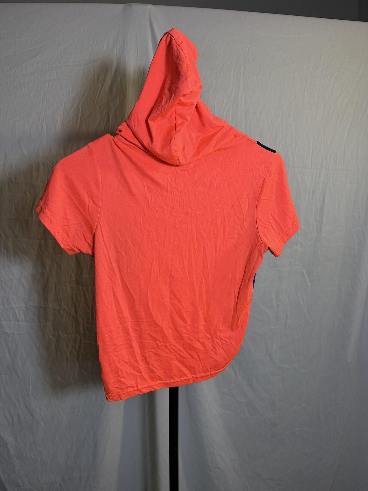 NikeFIT Women's Short Sleeve Hooded Top Coral Black Blue Size S - Wormhole Thrift