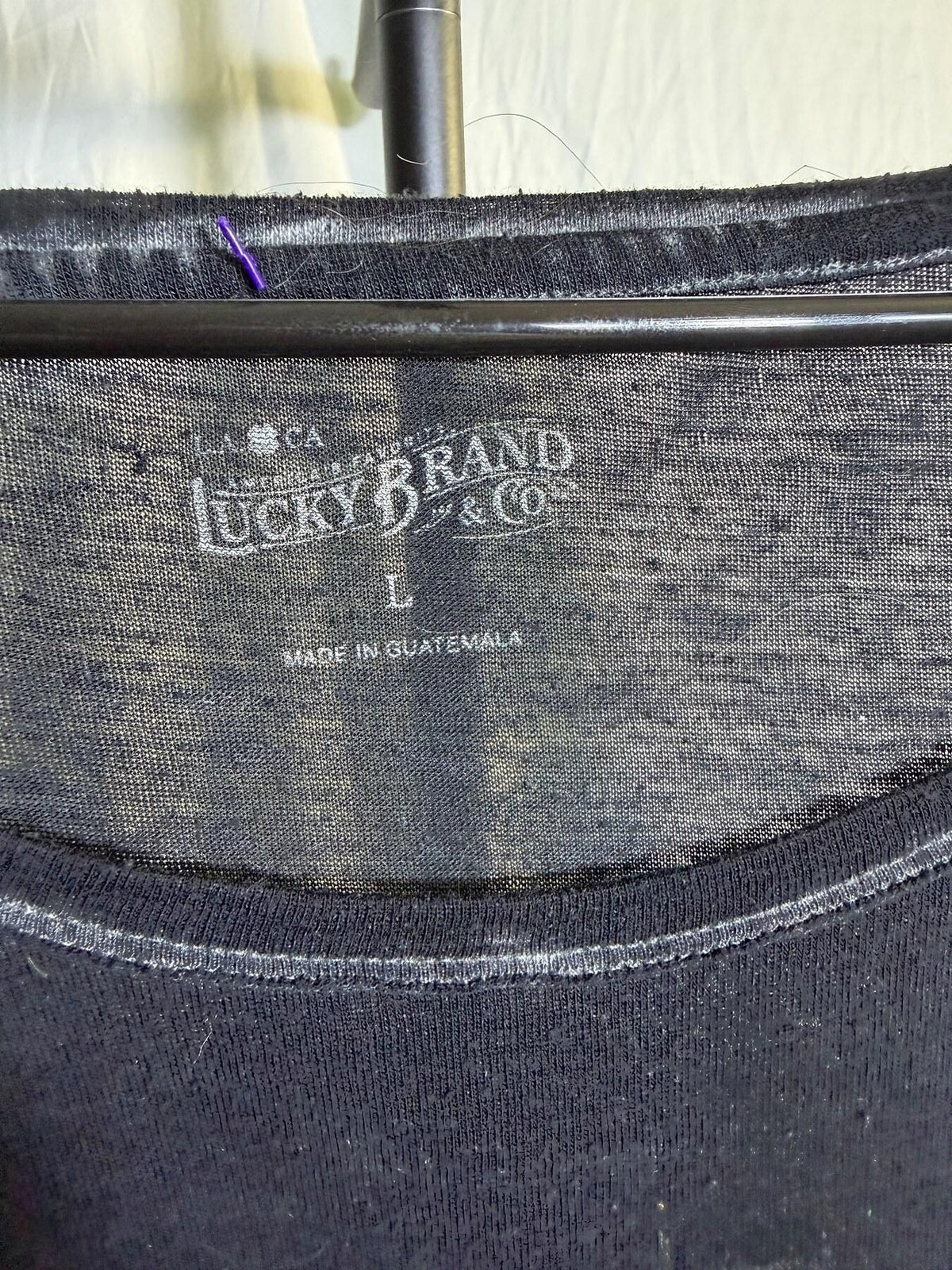 Lucky Brand Women's L Black Celestial Burnout Raglan Top - Wormhole Thrift