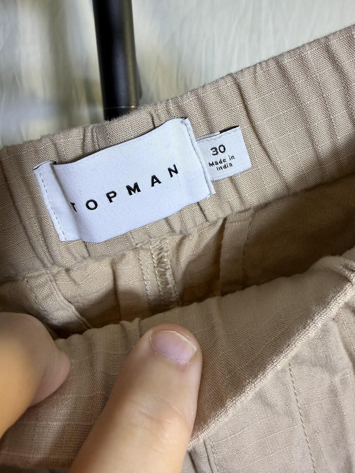 TOPMAN Men's Khaki Drawstring Cargo Shorts Size 30 - Wormhole Thrift