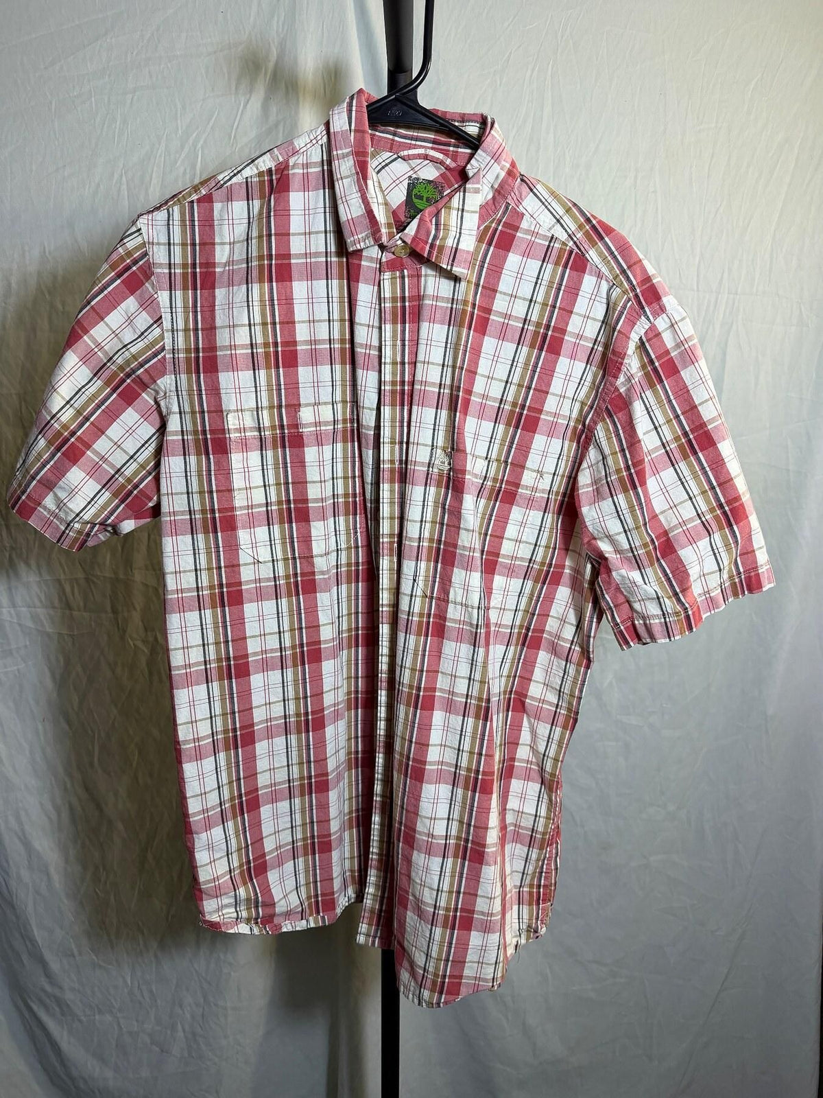 Timberland Men's Medium Plaid Short Sleeve Button Up Shirt - Wormhole Thrift