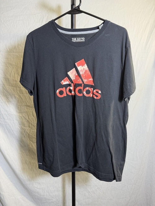 Adidas Men's XL The Go-To Performance Climalite T-Shirt Black Red Logo - Wormhole Thrift