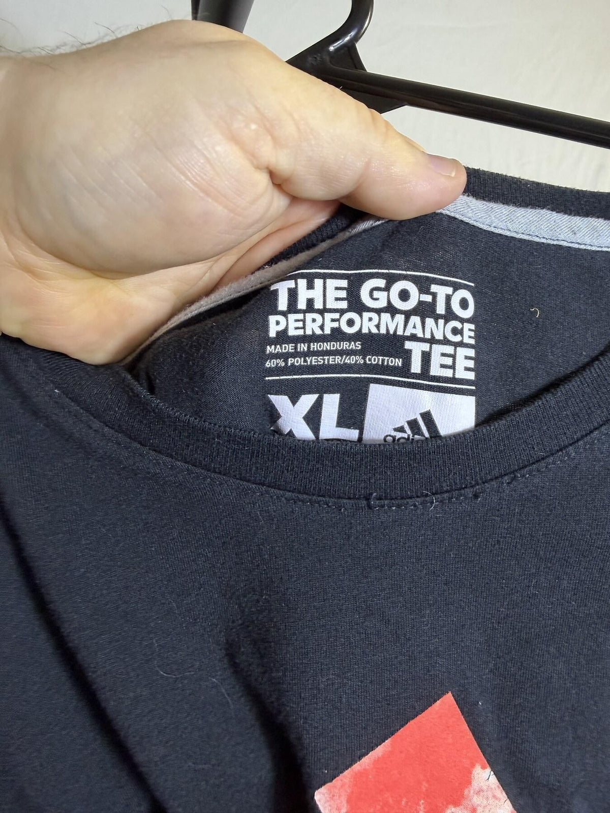Adidas Men's XL The Go-To Performance Climalite T-Shirt Black Red Logo - Wormhole Thrift