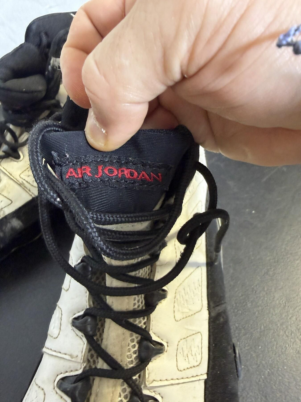 Air Jordan 9 Retro White Black Red Sneakers - Mismatched Pair US 9 & 10 - Wormhole Thrift