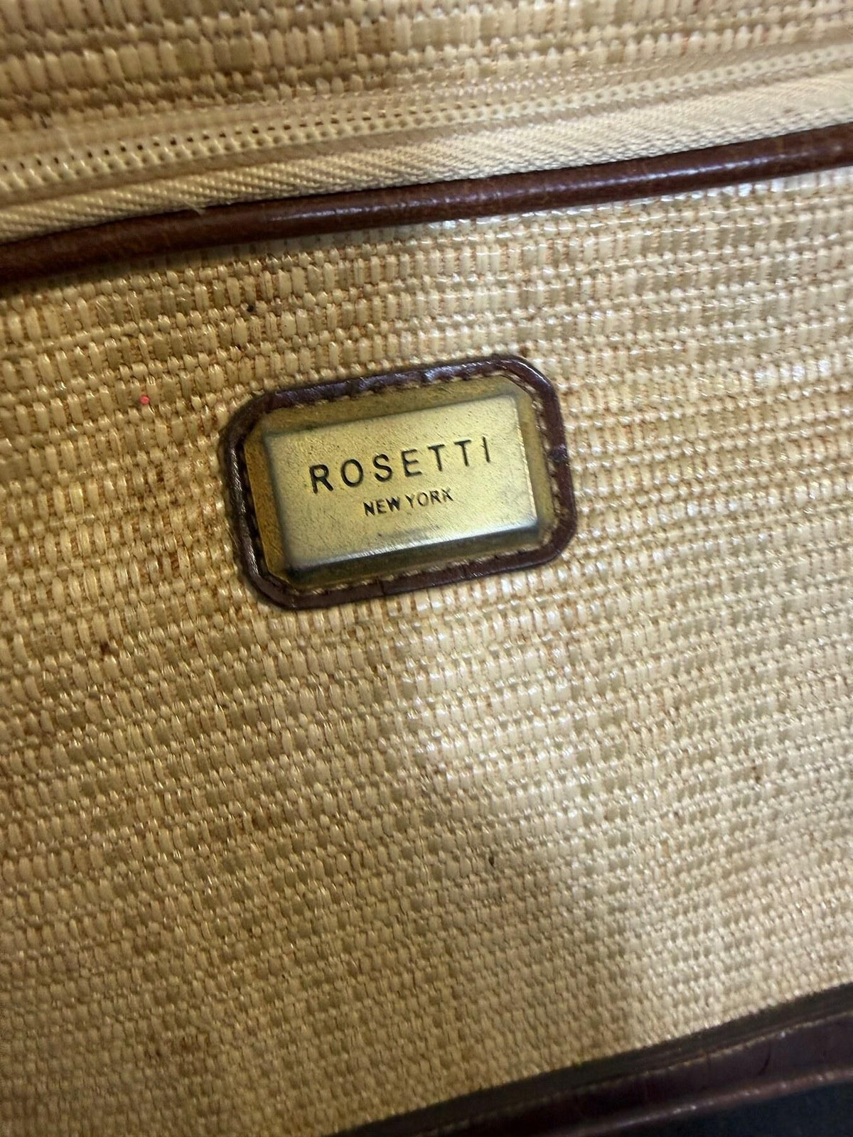 Rosetti New York Tan Woven Crossbody Bag Brown Croc Trim Organizer - Wormhole Thrift