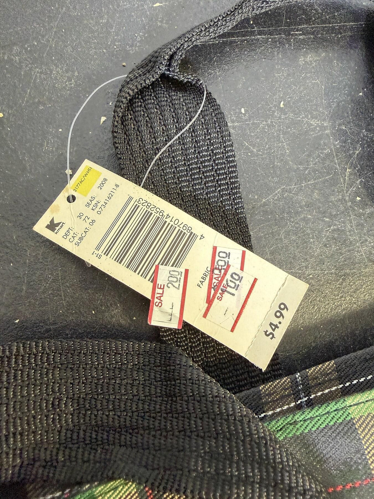 Kmart Black Plaid Small Tote Bag with Zipper Closure - Wormhole Thrift