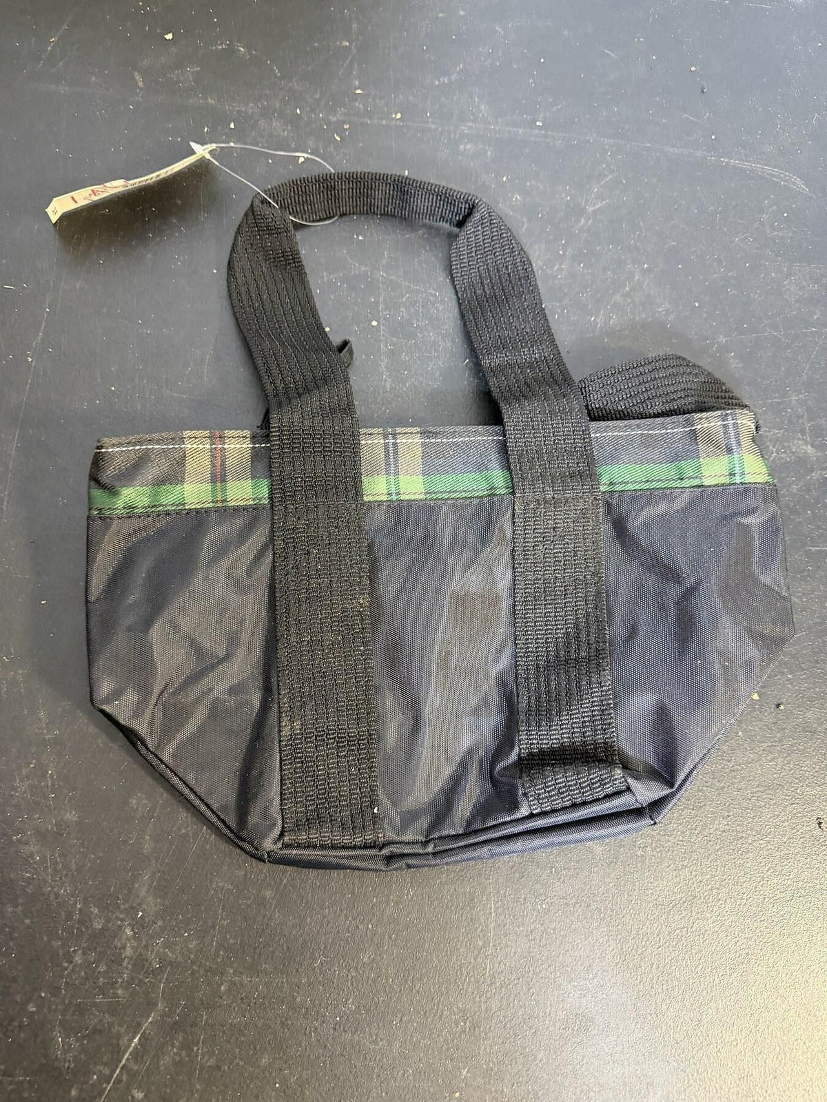Kmart Black Plaid Small Tote Bag with Zipper Closure - Wormhole Thrift