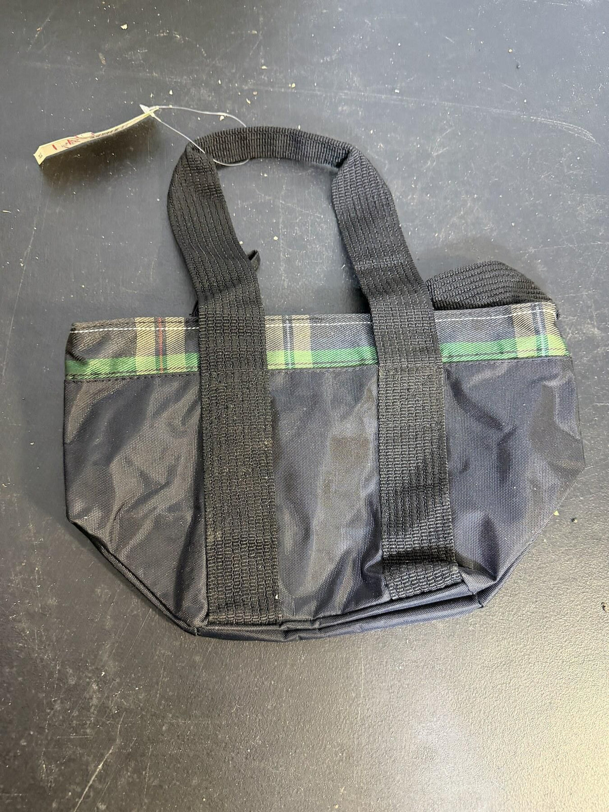 Kmart Black Plaid Small Tote Bag with Zipper Closure - Wormhole Thrift