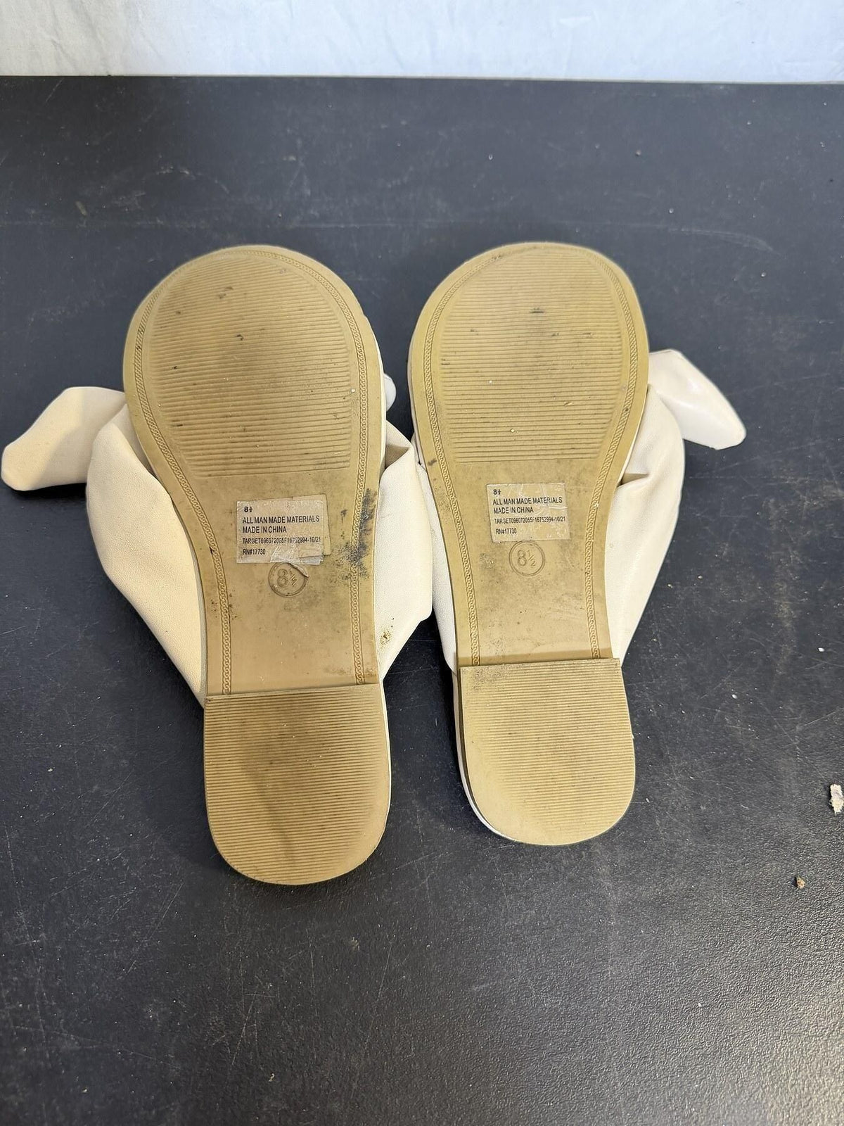 A New Day Women's Cream Knotted Flat Slide Sandals Size 8.5 - Wormhole Thrift