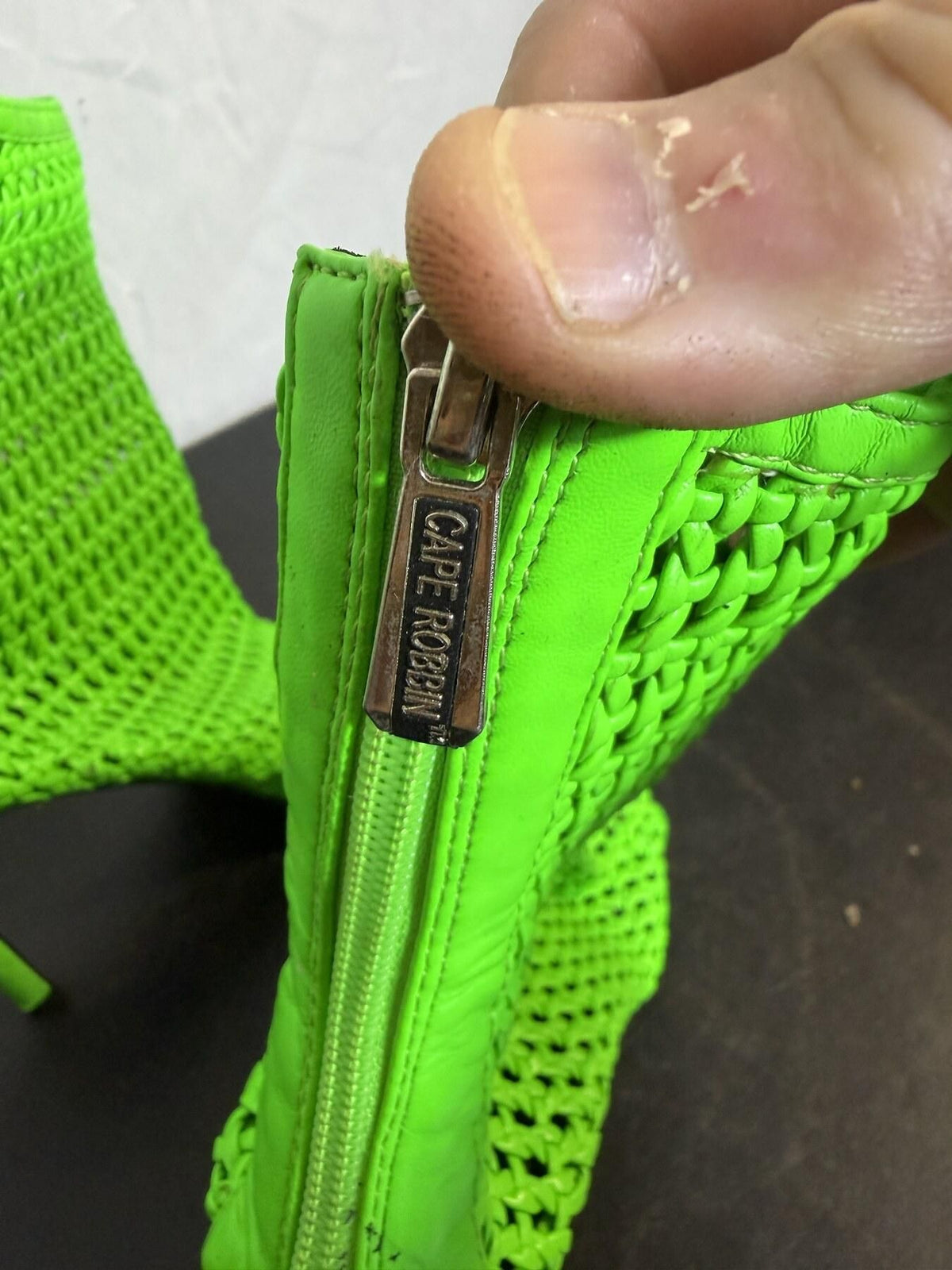Cape Robbin Neon Green Woven Mesh Open Toe Stiletto Booties Women's 8M - Wormhole Thrift