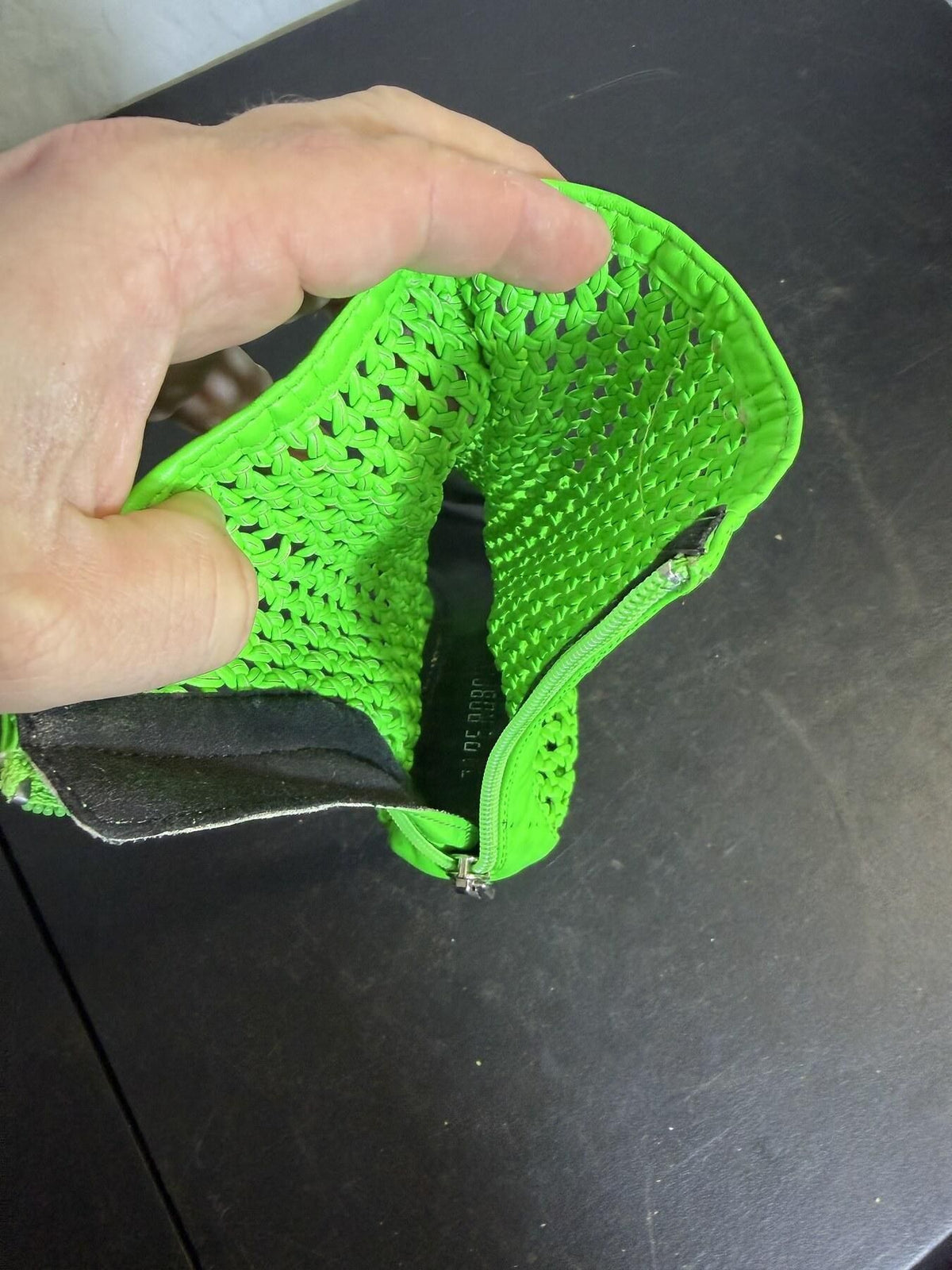 Cape Robbin Neon Green Woven Mesh Open Toe Stiletto Booties Women's 8M - Wormhole Thrift