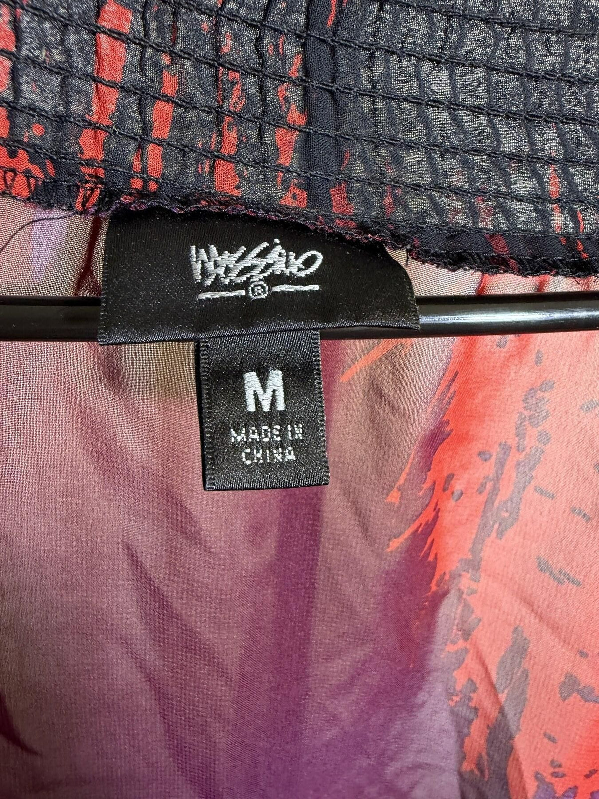Mossimo Sheer Abstract Red Black Purple Blouse Top Size M - Wormhole Thrift