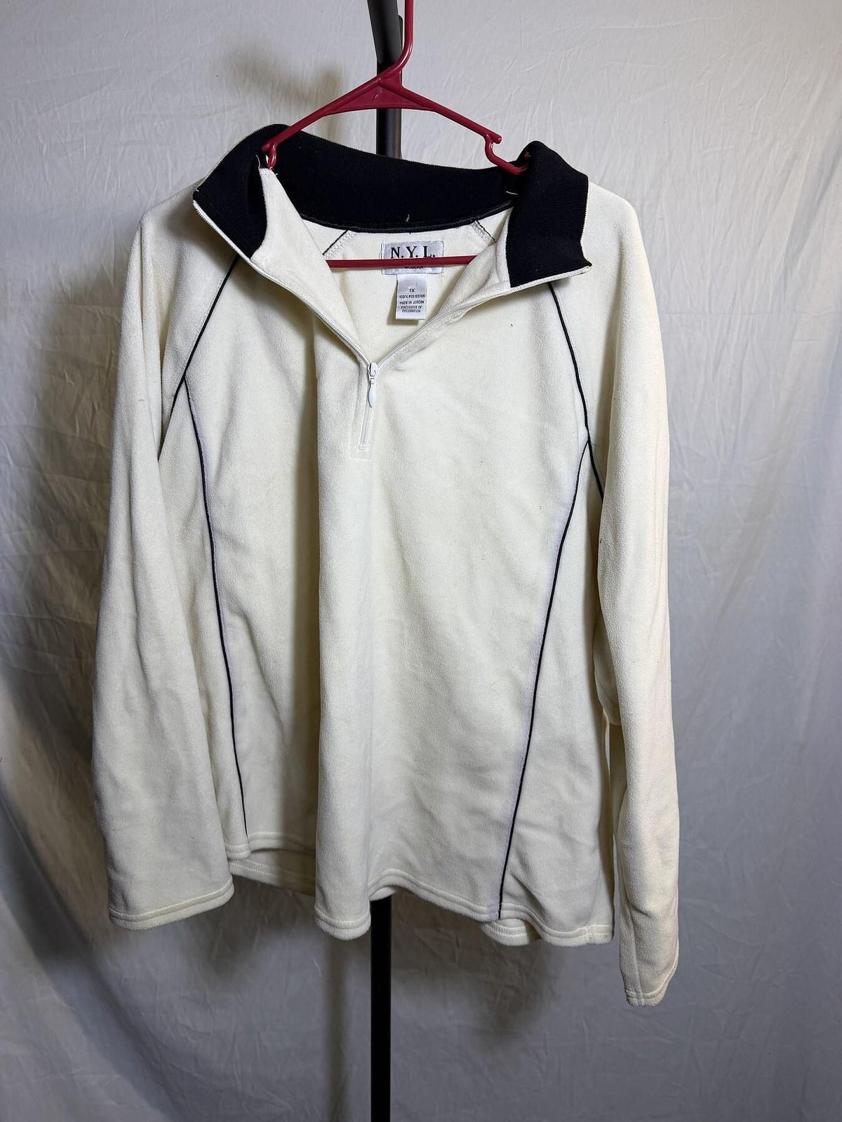 N.Y.L. New York Laundry Women's 1X Alaska White Quarter-Zip Fleece Pullover - Wormhole Thrift