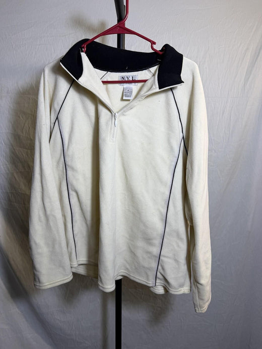 N.Y.L. New York Laundry Women's 1X Alaska White Quarter-Zip Fleece Pullover - Wormhole Thrift