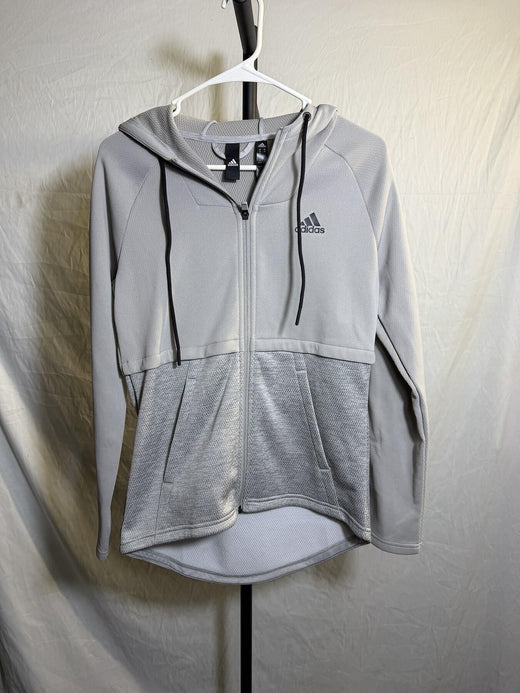 Adidas Women's XS Full Zip Hoodie Jacket Light Grey "Gameday" - Wormhole Thrift