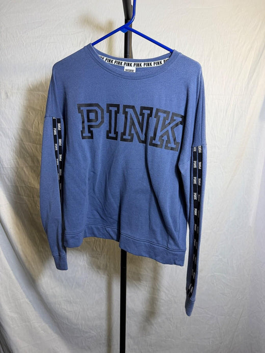 PINK Victoria's Secret Blue Logo Crewneck Sweatshirt Size S - Wormhole Thrift