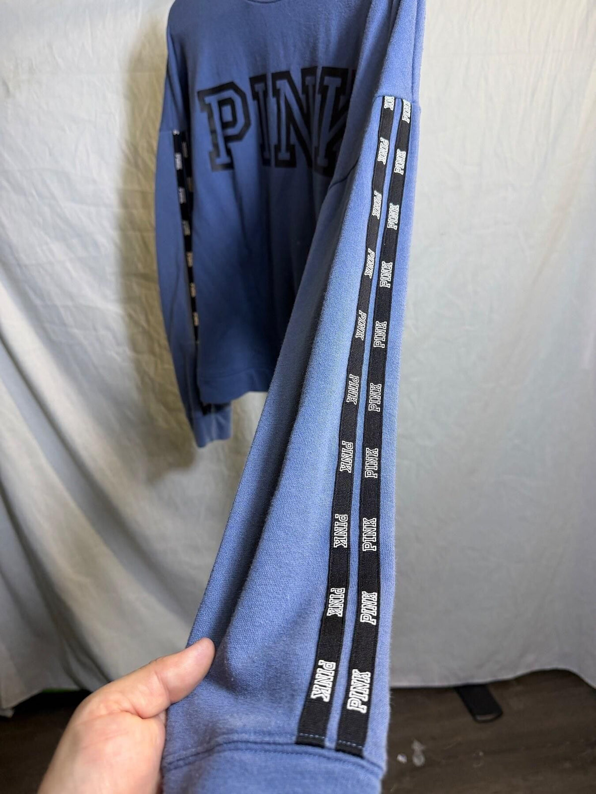 PINK Victoria's Secret Blue Logo Crewneck Sweatshirt Size S - Wormhole Thrift