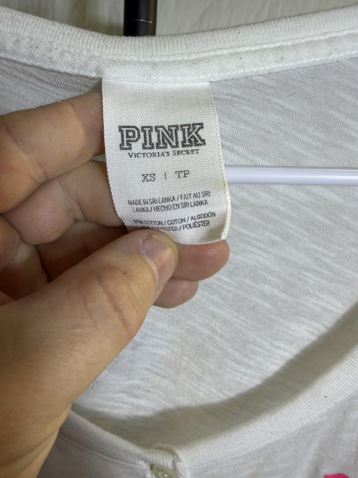 Women's PINK Victoria's Secret White Henley Long Sleeve Shirt XS - Wormhole Thrift