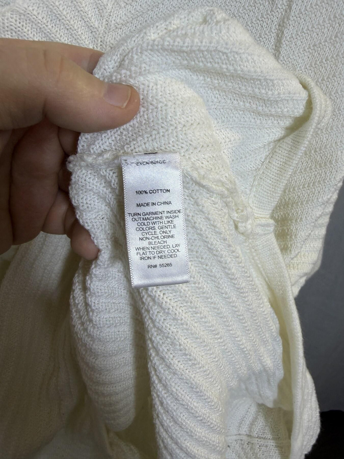 EXPRESS Women's White V-Neck 3/4 Sleeve Dolman Cotton Knit Sweater Size S - Wormhole Thrift