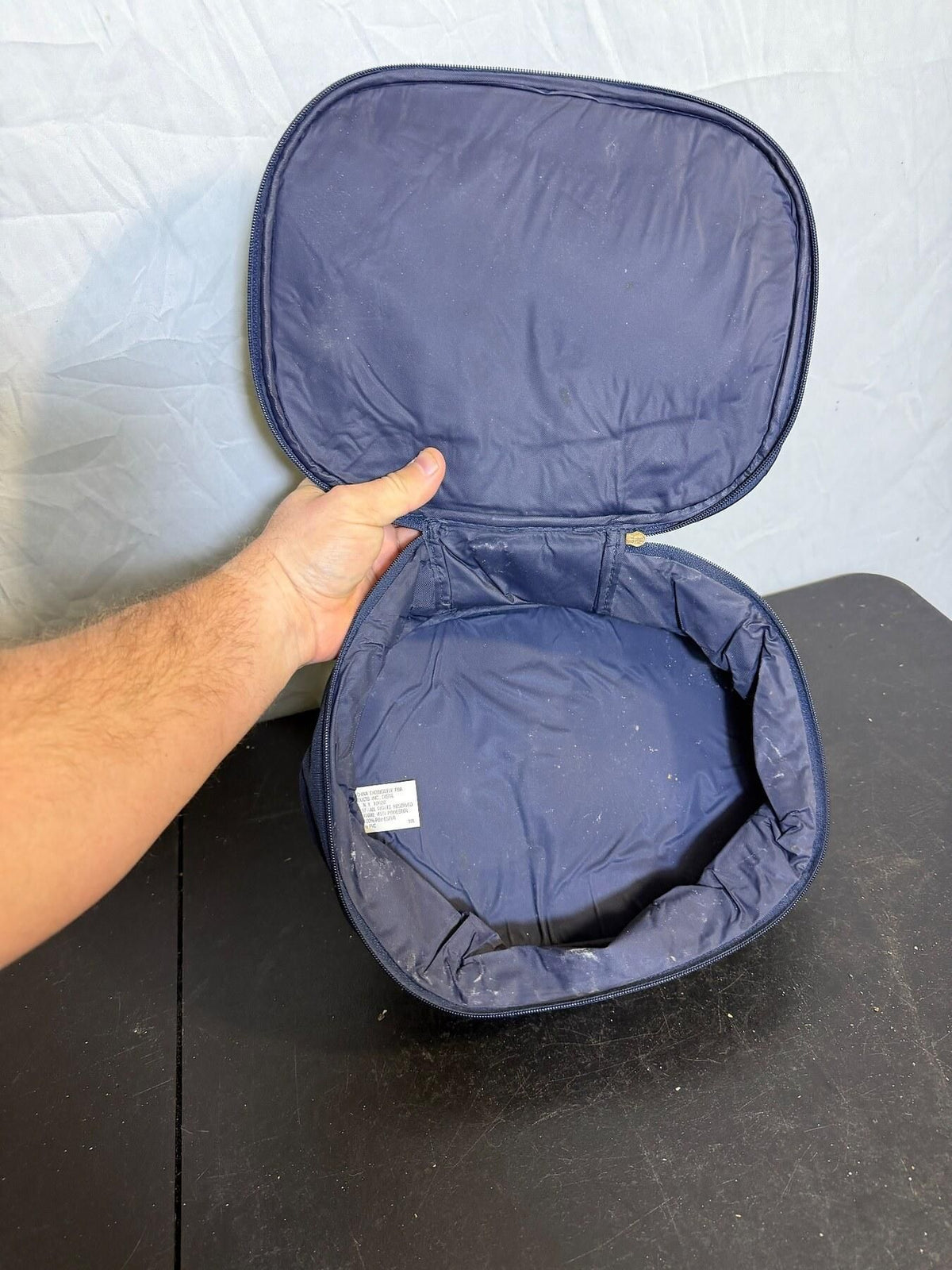 Vintage Avon Navy Blue Bow Zippered Cosmetic Travel Pouch - Wormhole Thrift