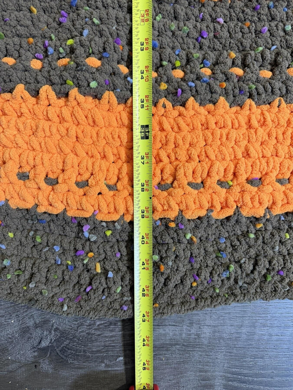 Vintage Handmade Crocheted Striped Afghan Throw Blanket - Orange & Brown - Wormhole Thrift
