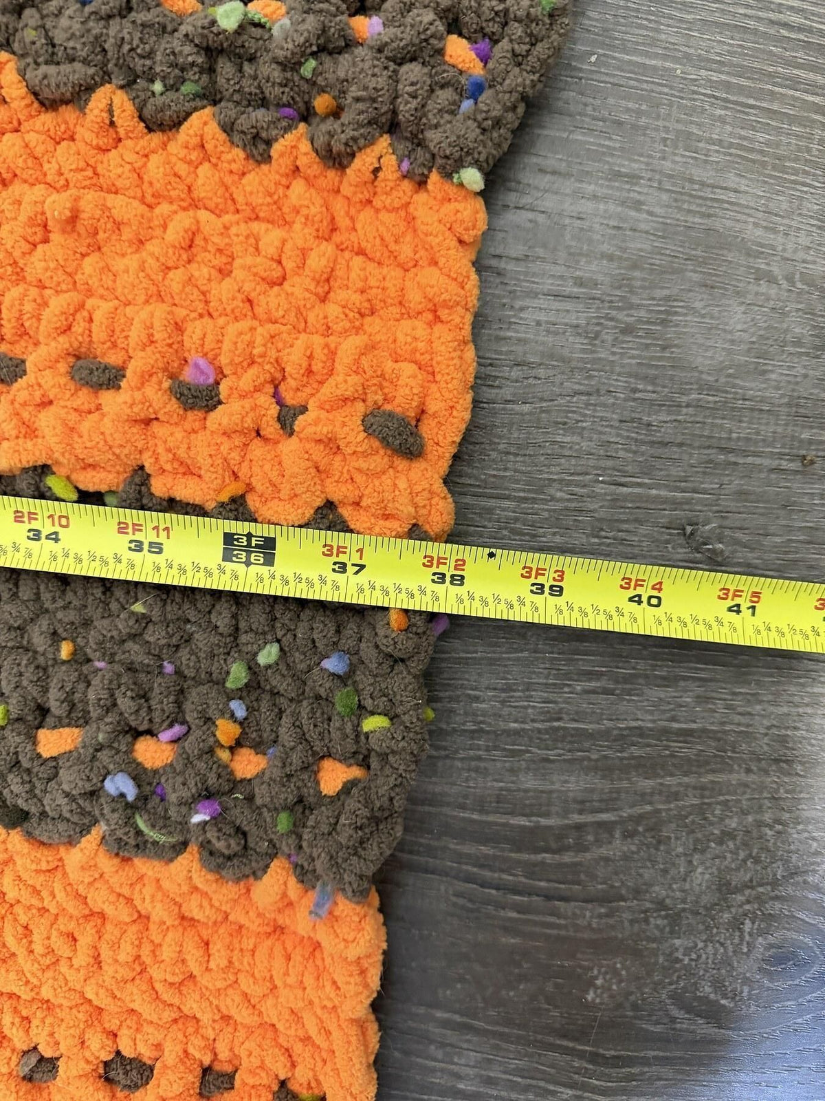 Vintage Handmade Crocheted Striped Afghan Throw Blanket - Orange & Brown - Wormhole Thrift