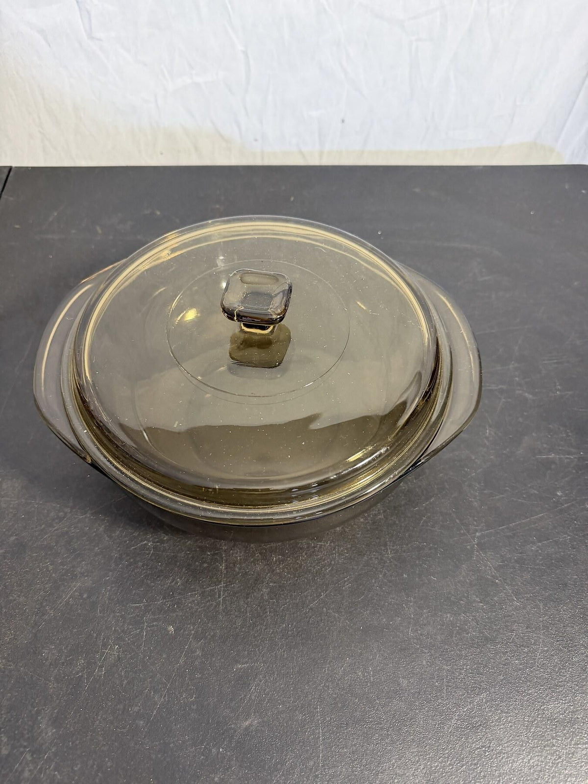 Vintage Pyrex Visions Amber 2L 2qt Round Casserole Dish with Lid - Wormhole Thrift