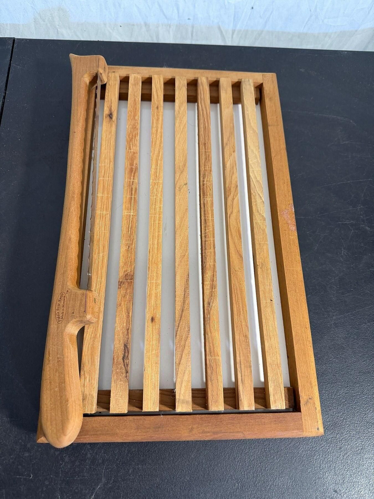 Vintage Fiddle Bow Knife Bread Slicer & Cutting Board Made in Montana - Wormhole Thrift