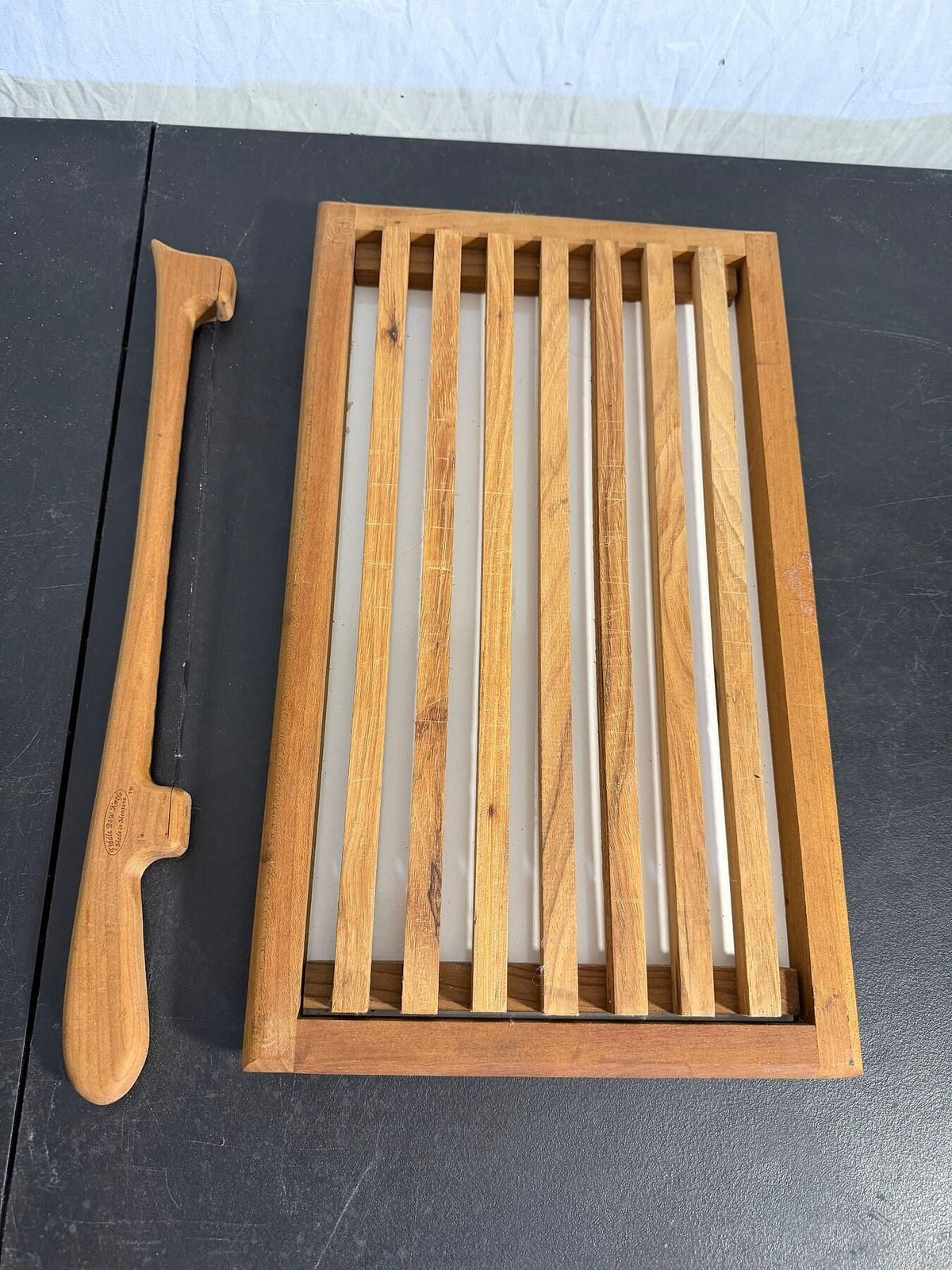Vintage Fiddle Bow Knife Bread Slicer & Cutting Board Made in Montana - Wormhole Thrift