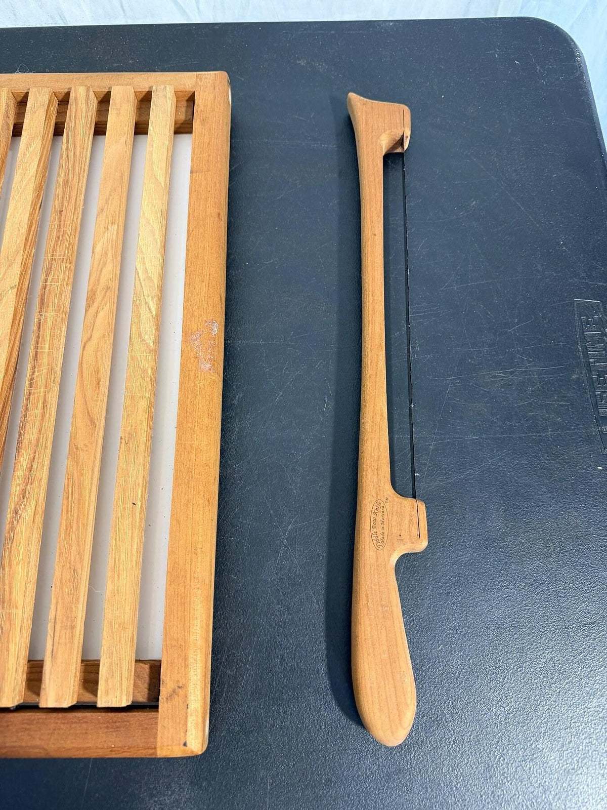 Vintage Fiddle Bow Knife Bread Slicer & Cutting Board Made in Montana - Wormhole Thrift
