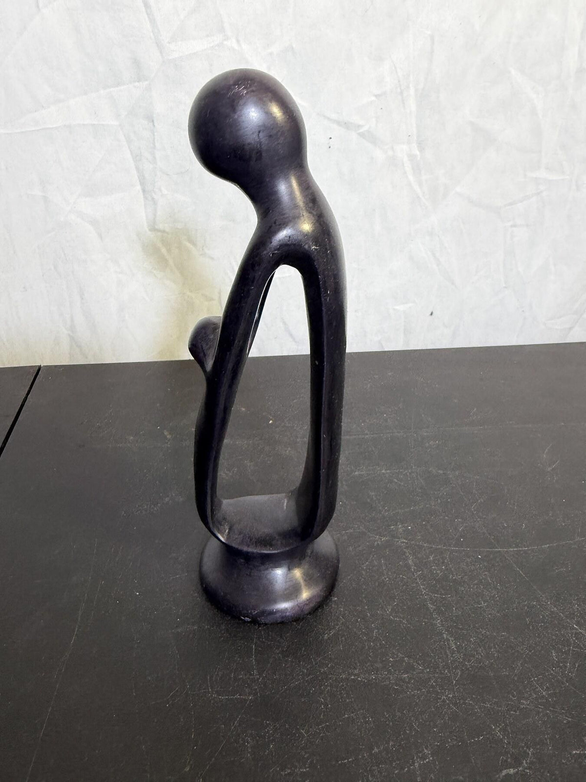 Vintage Kenyan Abstract Carved Stone Figure Sculpture 9" Tall - Wormhole Thrift