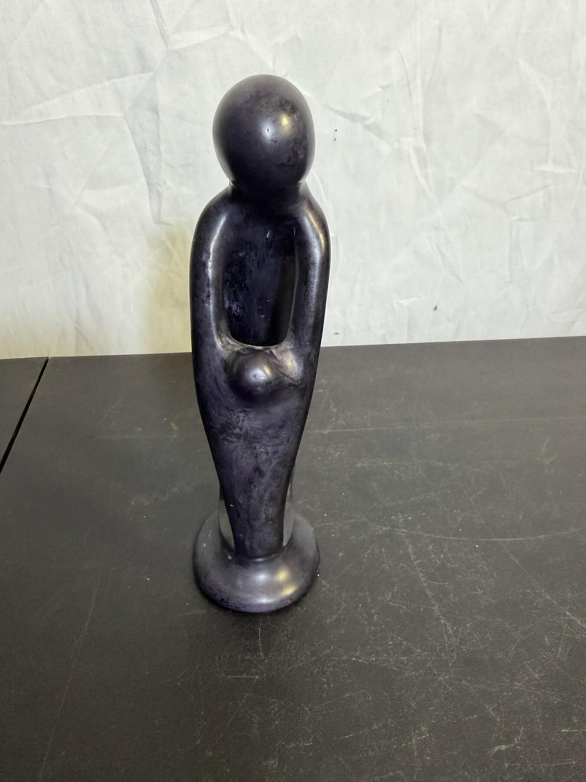 Vintage Kenyan Abstract Carved Stone Figure Sculpture 9" Tall - Wormhole Thrift