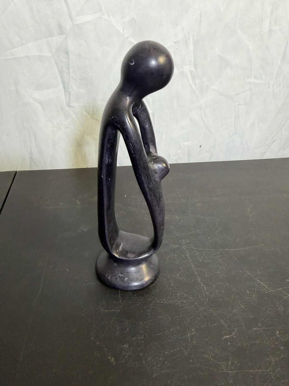 Vintage Kenyan Abstract Carved Stone Figure Sculpture 9" Tall - Wormhole Thrift