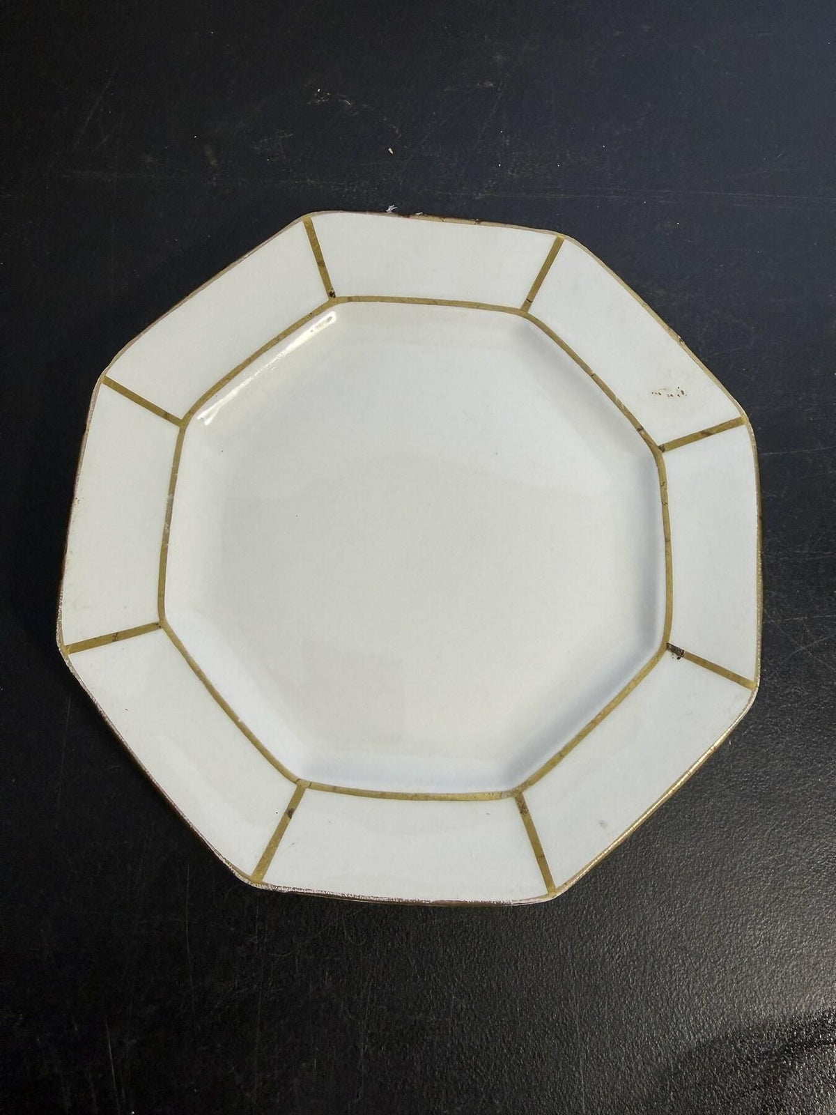 Vintage Smith Phillips Semi Porcelain Octagonal Gold Trim Plate - Wormhole Thrift