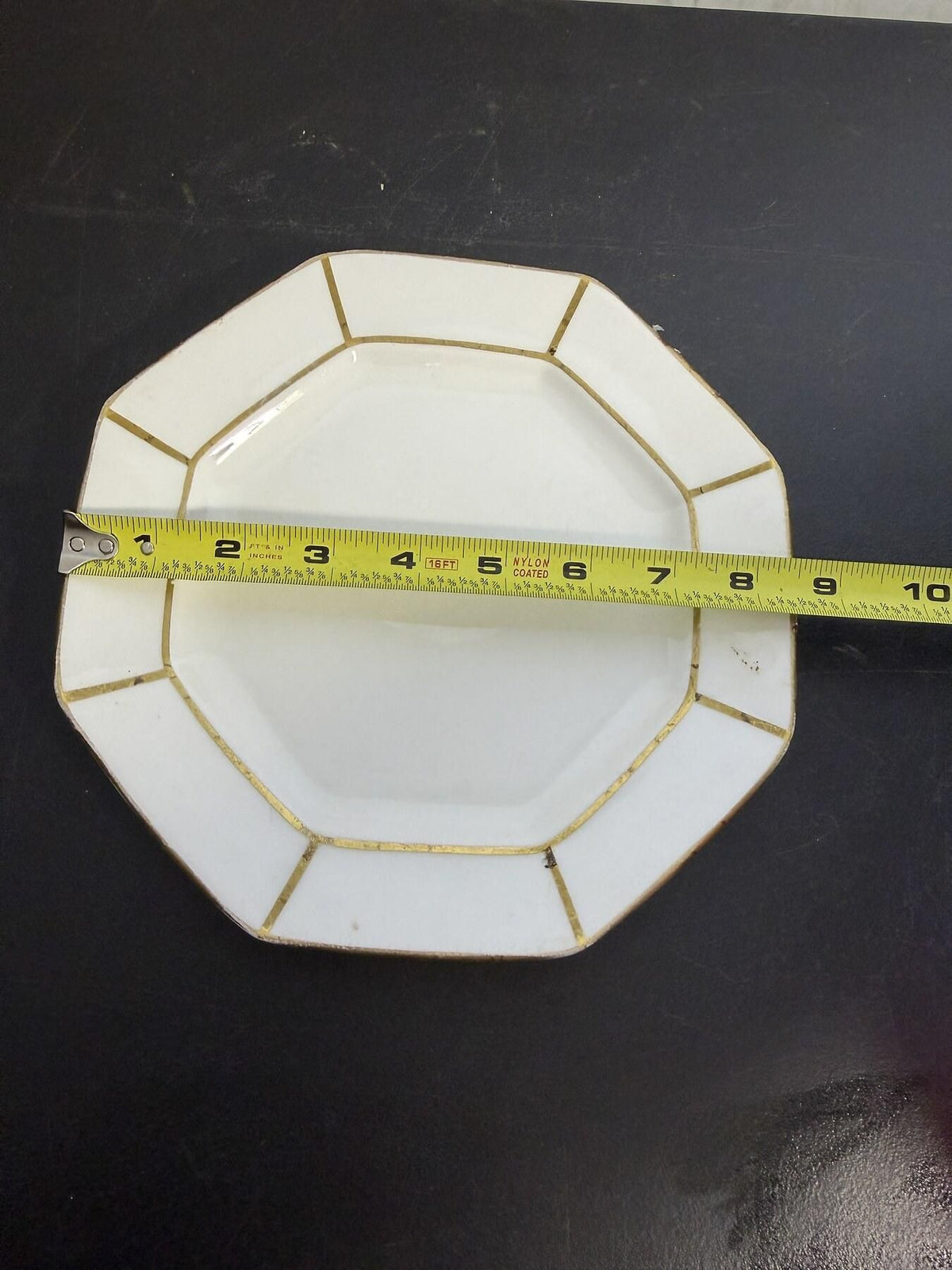 Vintage Smith Phillips Semi Porcelain Octagonal Gold Trim Plate - Wormhole Thrift