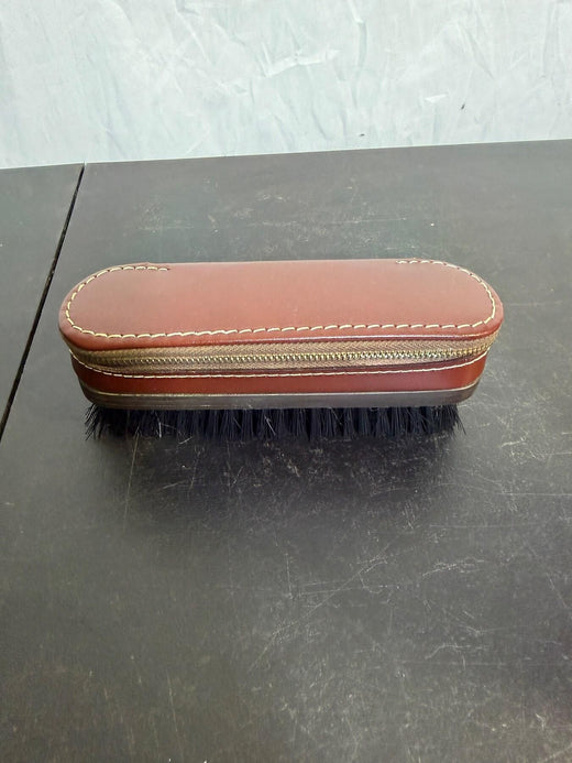 Vintage IDEAL Leather Travel Shoe Shine Brush Kit w/ Shoehorn - Wormhole Thrift