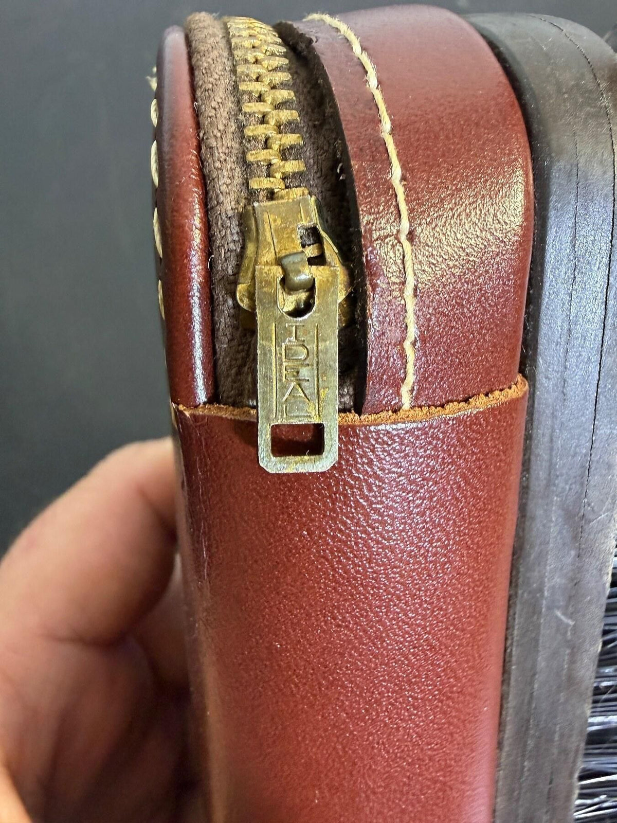 Vintage IDEAL Leather Travel Shoe Shine Brush Kit w/ Shoehorn - Wormhole Thrift
