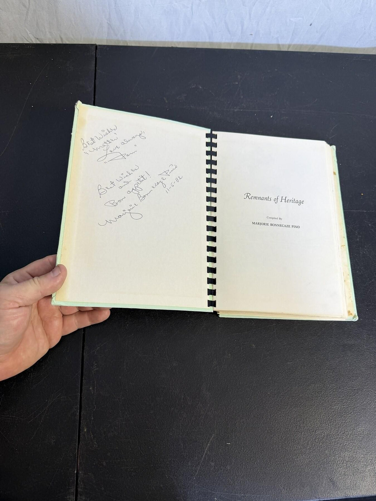 Vintage Remnants of Heritage Cookbook by Marjorie Bonnecaze Pino 1982 Signed - Wormhole Thrift