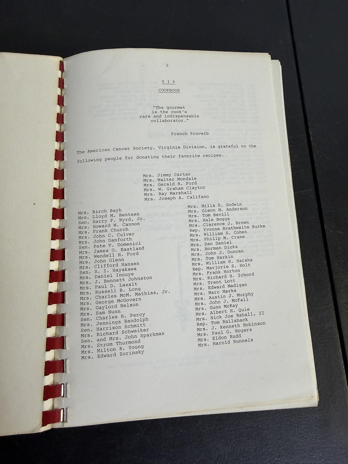 Vintage 1979 VIP Cookbook Vol II American Cancer Society Virginia - Wormhole Thrift