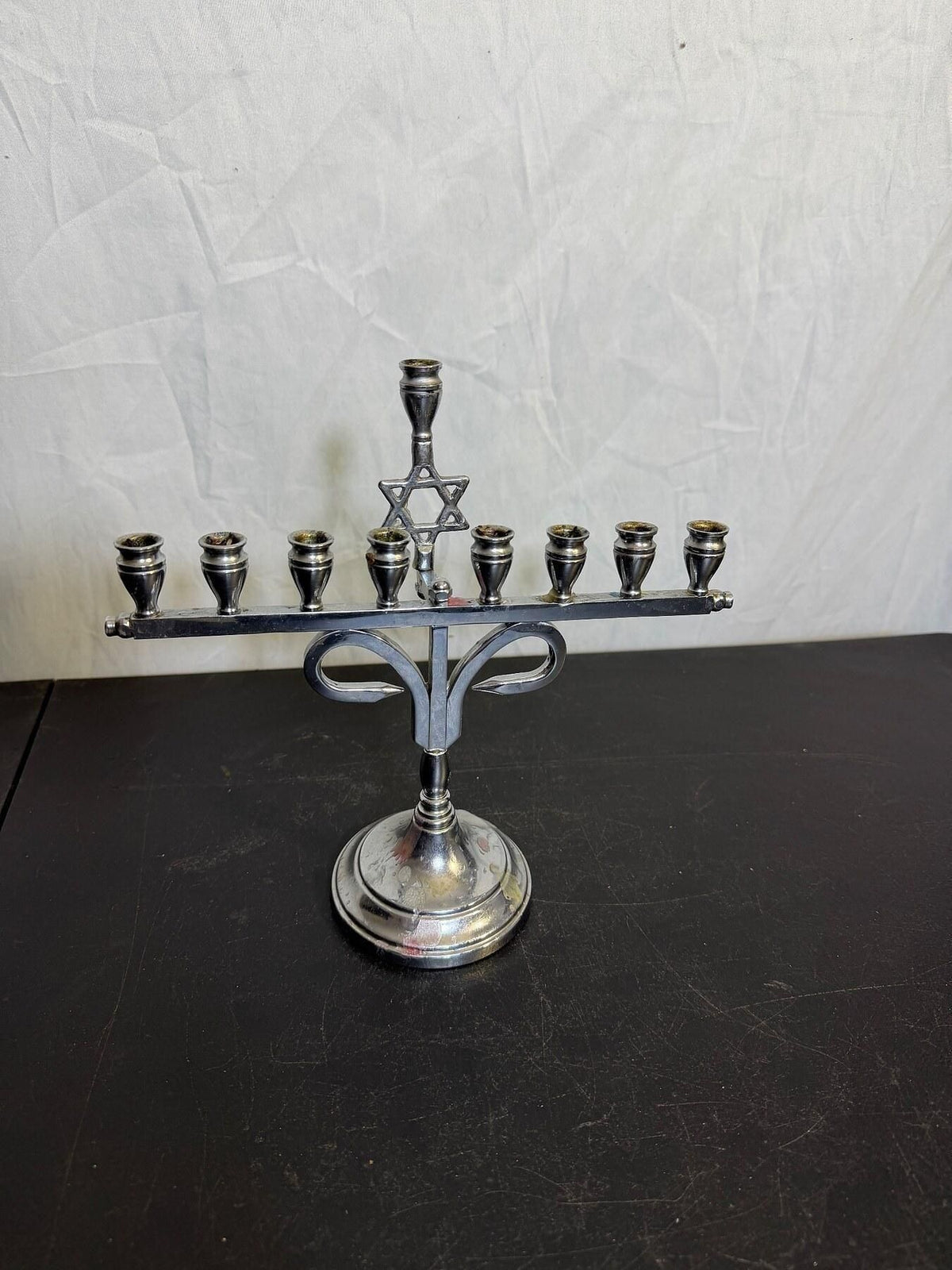 Vintage SUCOMA Chrome Plated Hanukkah Menorah Star of David - Wormhole Thrift