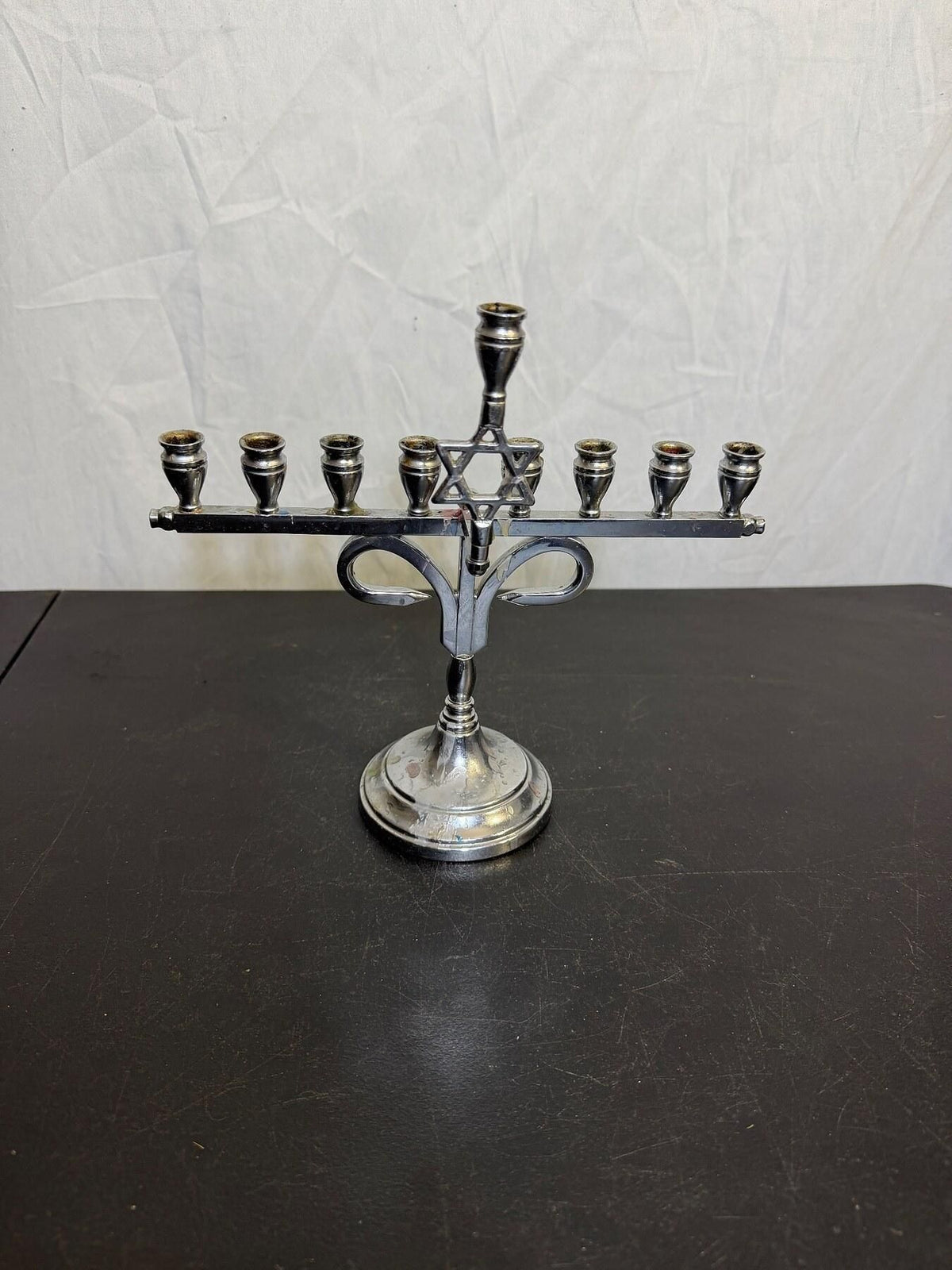 Vintage SUCOMA Chrome Plated Hanukkah Menorah Star of David - Wormhole Thrift