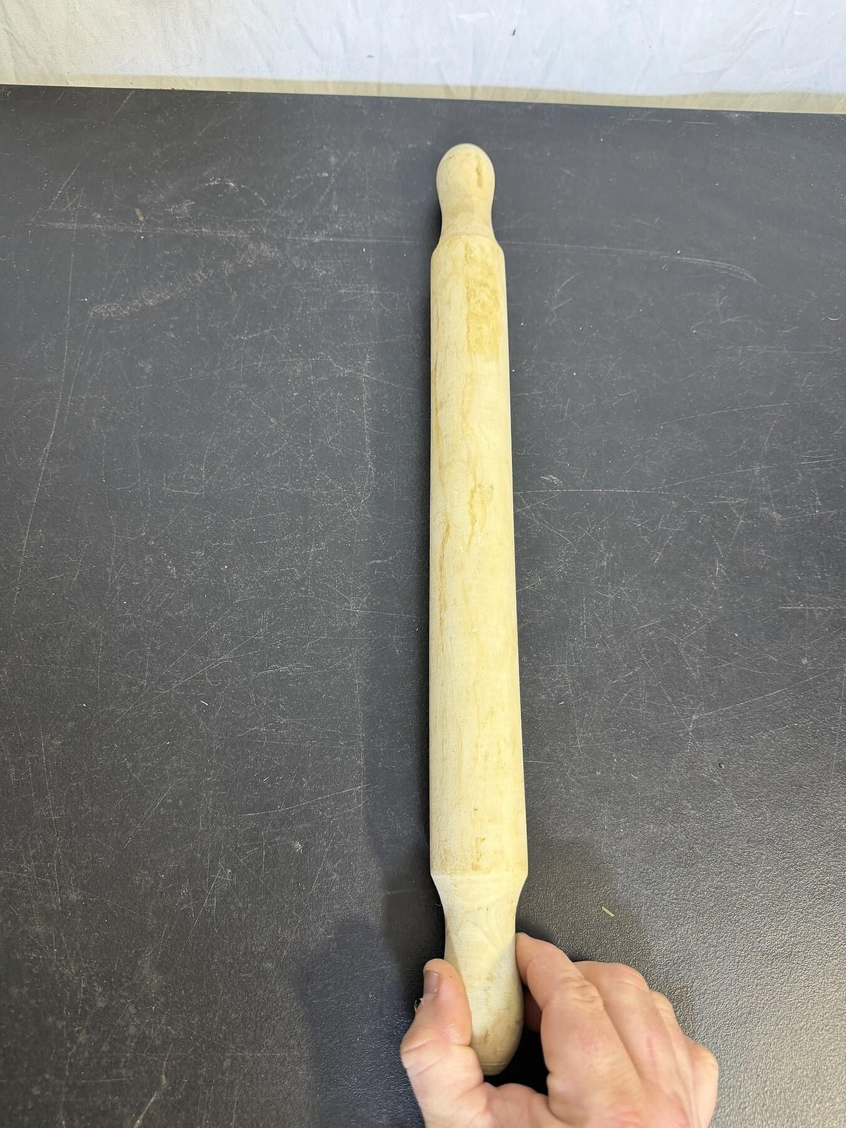 Wooden Rolling Pin - Natural Wood Baker's Kitchen Tool - Wormhole Thrift