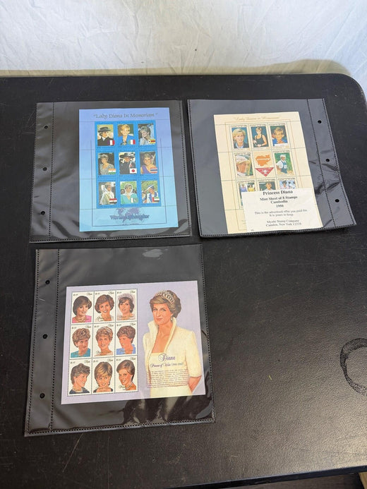 Vintage Princess Diana Commemorative Stamp Sheets - Benin & Cambodia (3) - Wormhole Thrift
