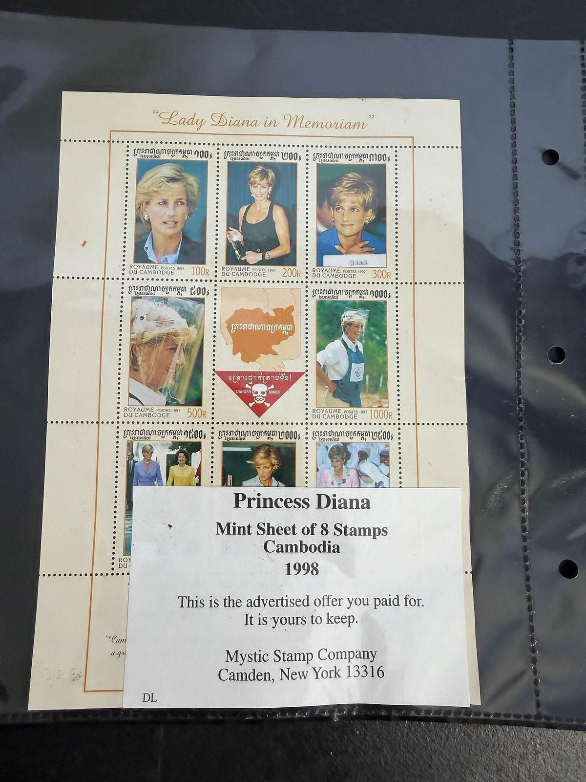 Vintage Princess Diana Commemorative Stamp Sheets - Benin & Cambodia (3) - Wormhole Thrift