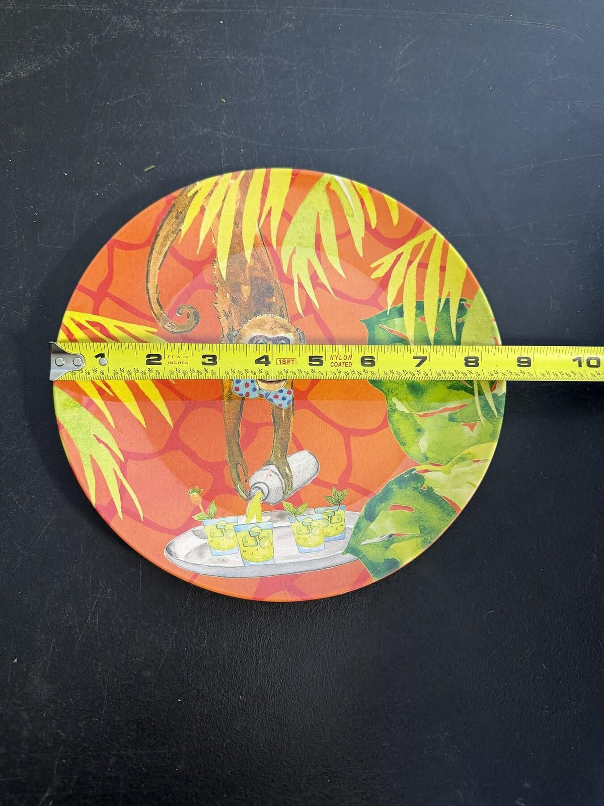 Pier 1 Imports Melamine Monkey Bartender Tropical Plate 8.5" - Wormhole Thrift
