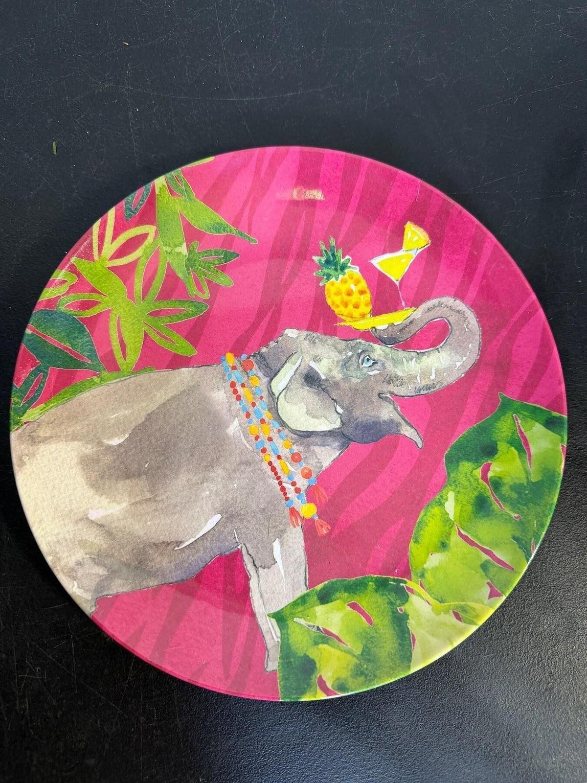 Pier 1 Imports Melamine Elephant Tropical Plate 9" - Wormhole Thrift