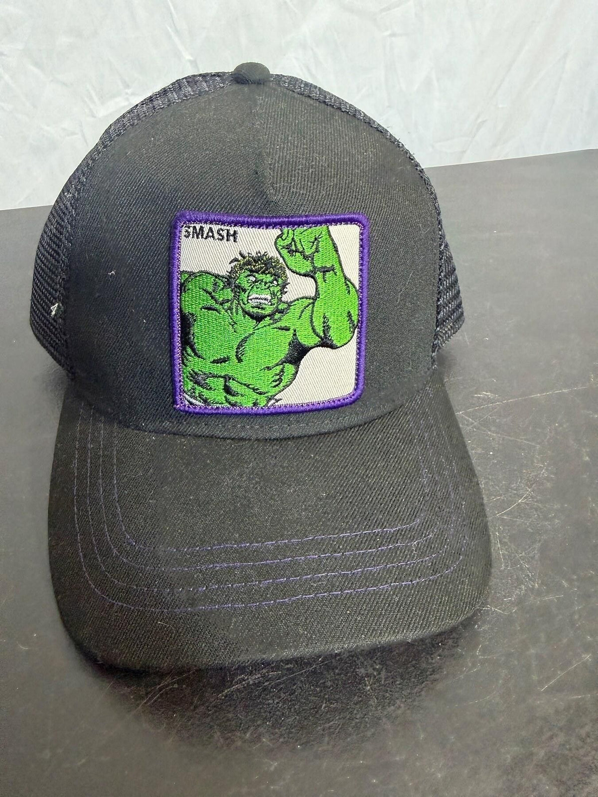 Marvel The Incredible Hulk "SMASH" Black Trucker Hat Lids Exclusive - Wormhole Thrift