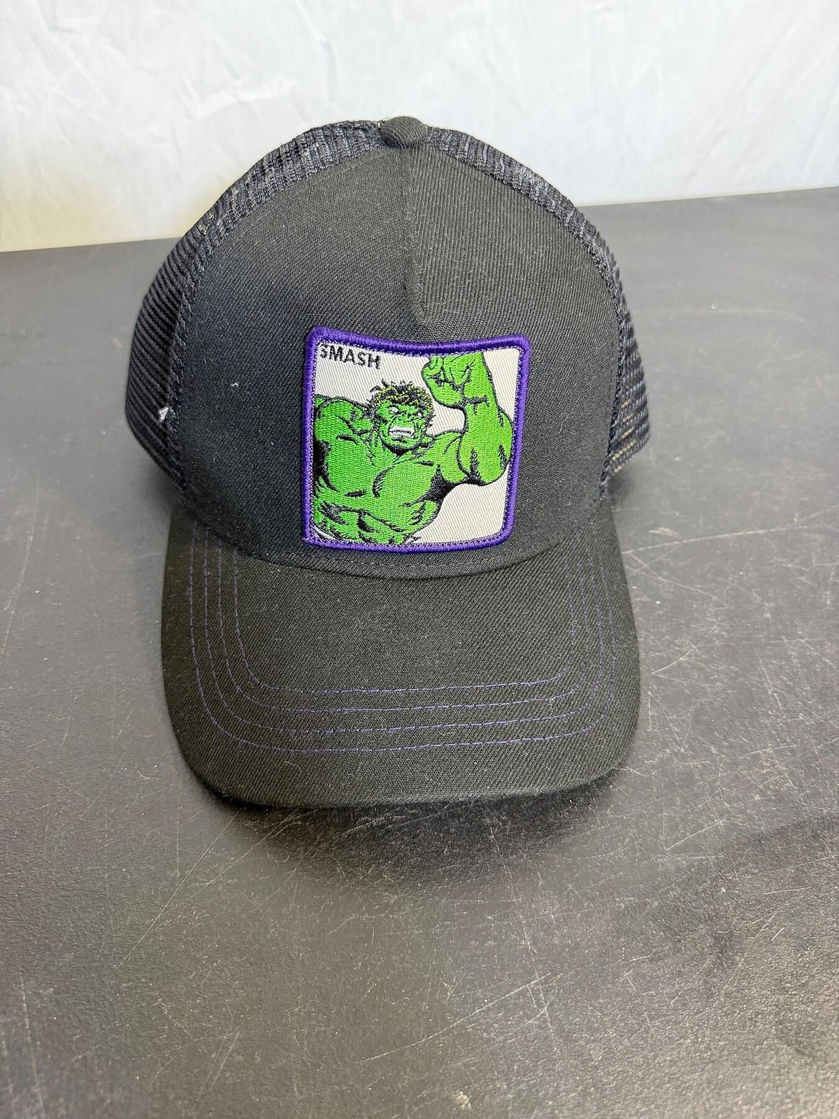 Marvel The Incredible Hulk "SMASH" Black Trucker Hat Lids Exclusive - Wormhole Thrift