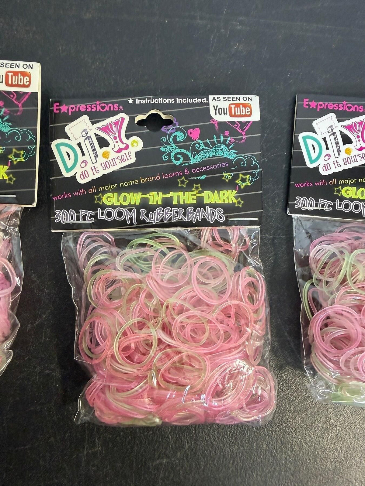 Expressions DIY Glow-in-the-Dark Loom Rubber Bands - 3 Pack - Wormhole Thrift