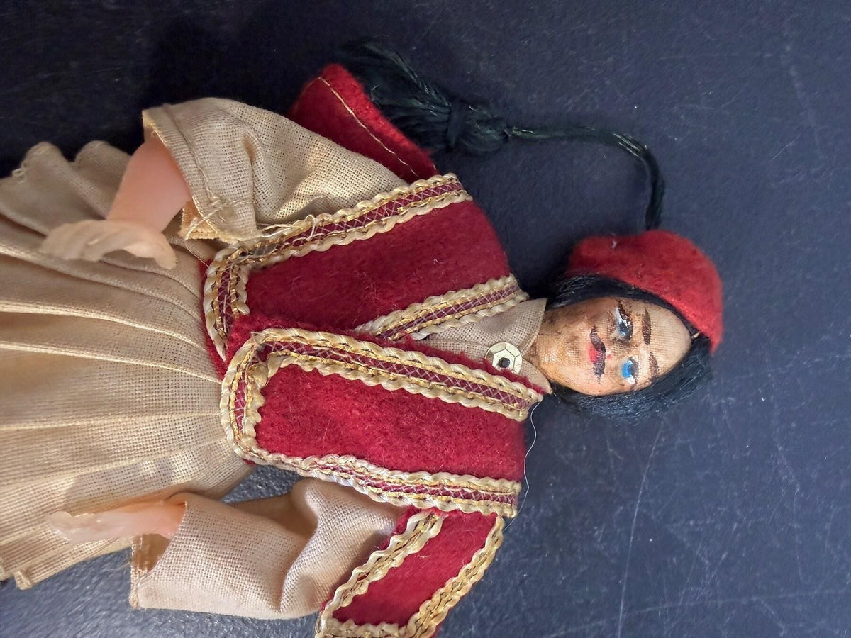 Vintage Greek Fustanella Evzone Soldier Doll Souvenir 6.5" - Wormhole Thrift